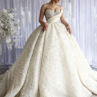 ELITE ATTIRE Luxury Off-Shoulder Custom Wedding Gown