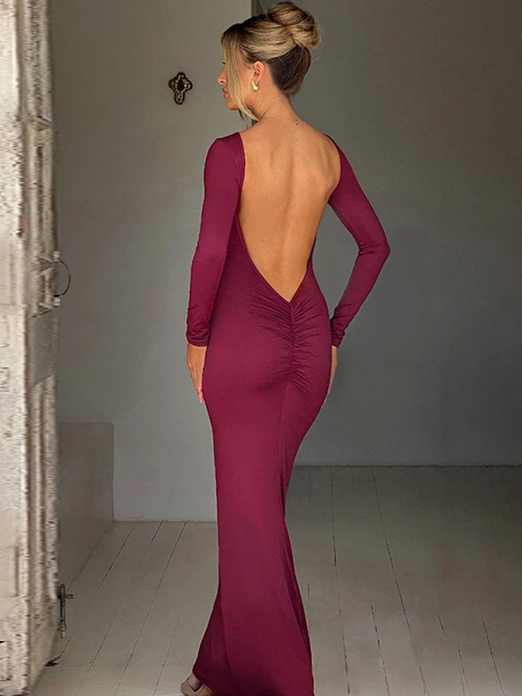 Elegant Long Sleeve Backless