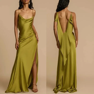 ELITE ATTIRE Matcha Sleeveless Slit Resort Dress