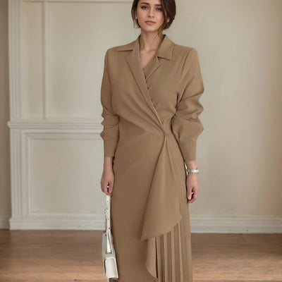 ELITE ATTIRE Retro Belted Long Shirt Dress for Women