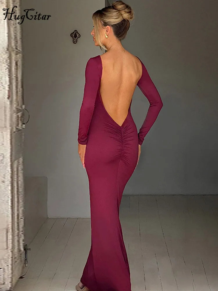 Elegant Long Sleeve Backless