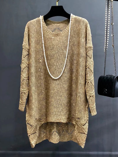 Elite Attire Purple Sequin Glitter Winter Sweater