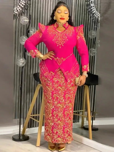 Elite Attire Luxury Long Sleeve Bodycon Maxi Gown