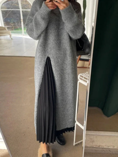 Elite Attire Y2K Slim V-Neck Knitted Winter Dress