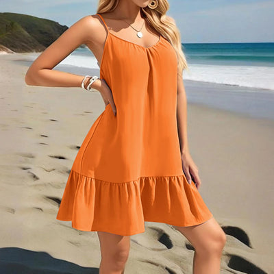 ELITE ATTIRE Summer Spaghetti Strap Ruffle Dress
