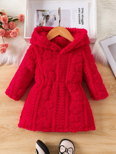 Elite Attire Girls’ Cozy Hooded Fur Winter Dress